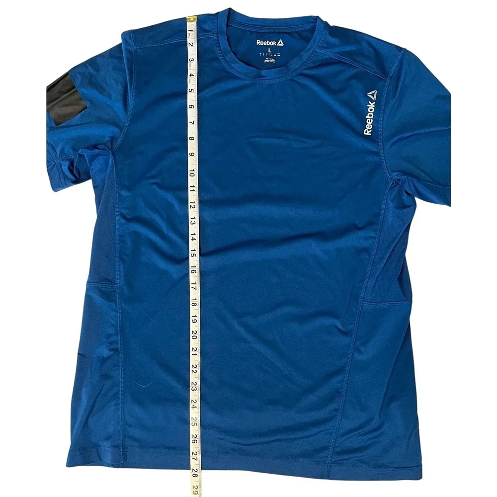 Reebok Mens L PlayIce Performance Training T-Shirt Blue Short Sleeve Athletic‎